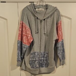 Vintage Havana Gray and Pink Paisley Hoodie